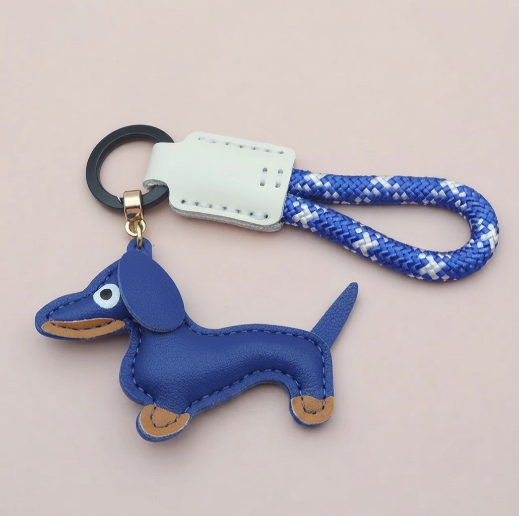 Dachshund Vegan Leather Keyring