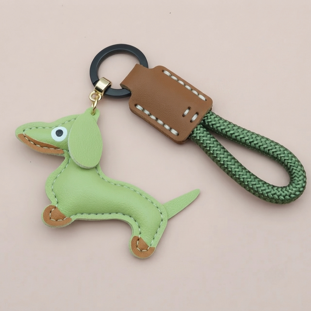 Dachshund Vegan Leather Keyring