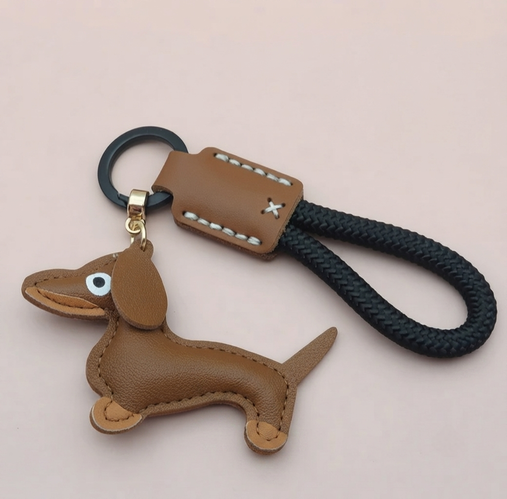 Dachshund Vegan Leather Keyring