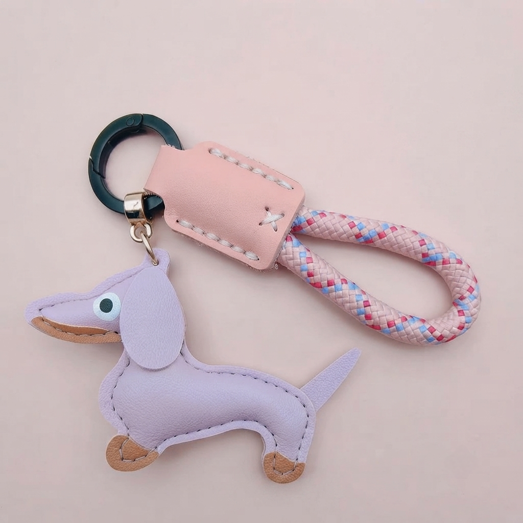Dachshund Vegan Leather Keyring