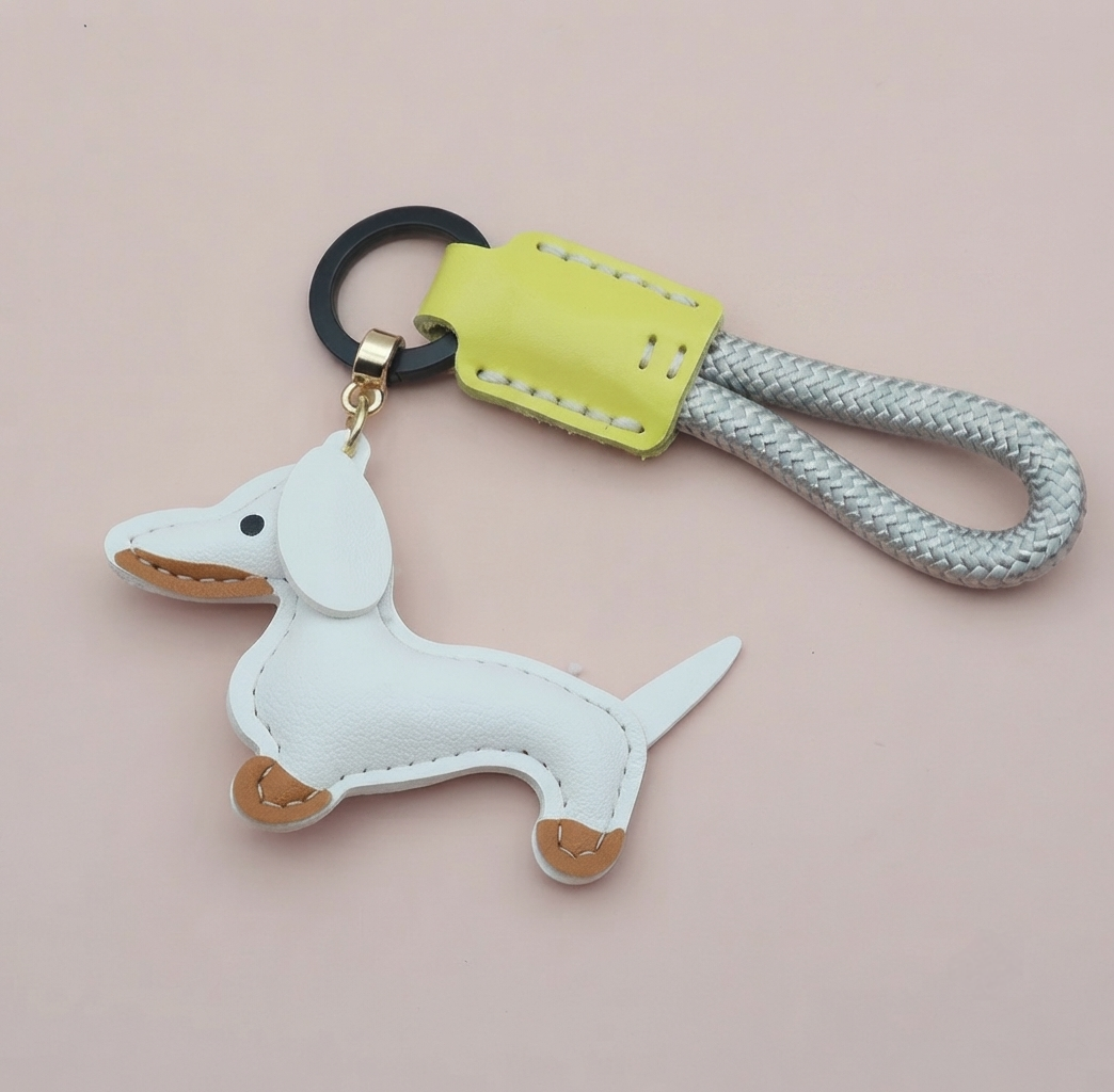 Dachshund Vegan Leather Keyring