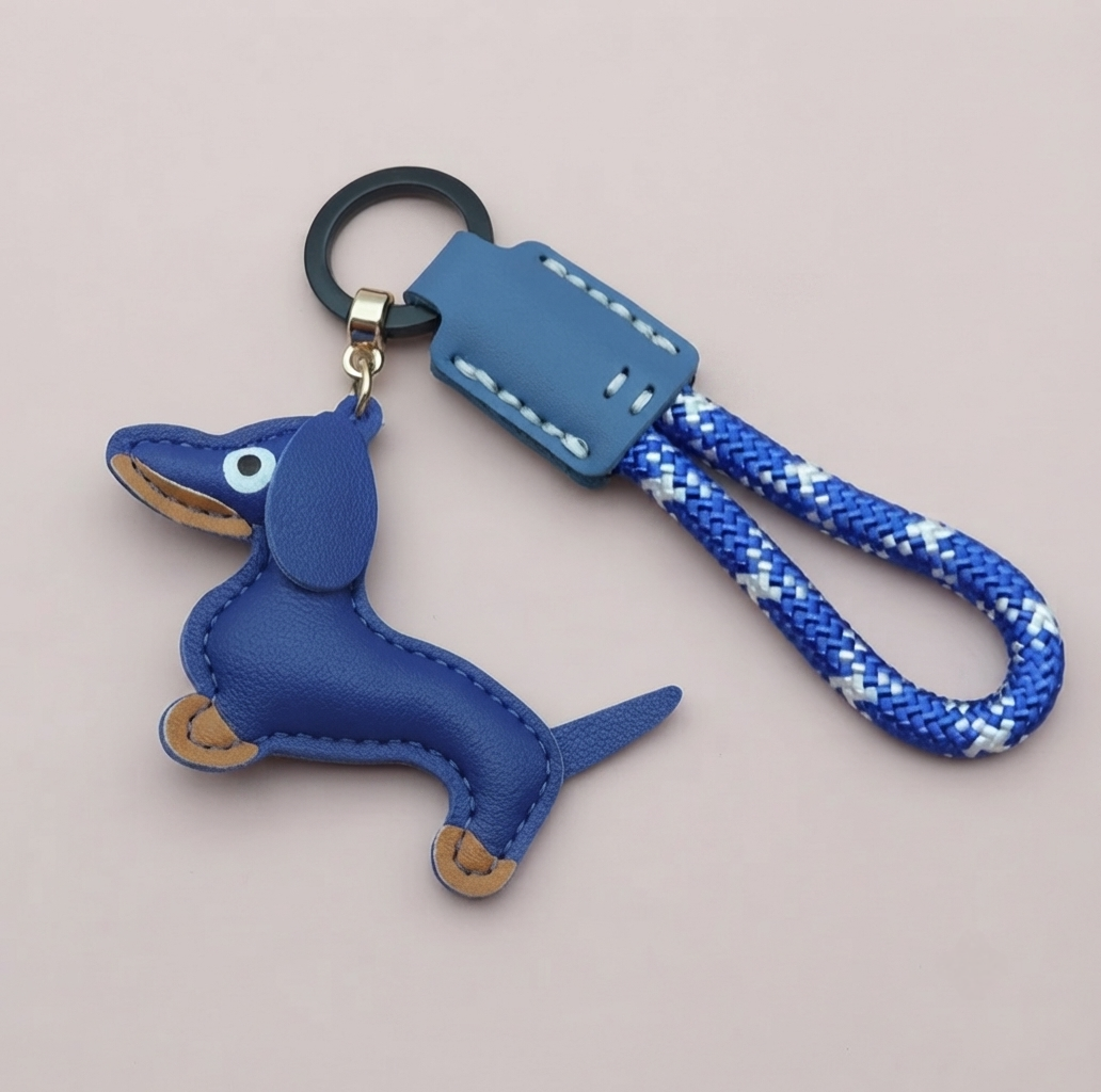 Dachshund Vegan Leather Keyring