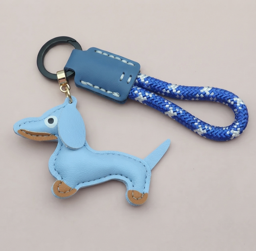 Dachshund Vegan Leather Keyring