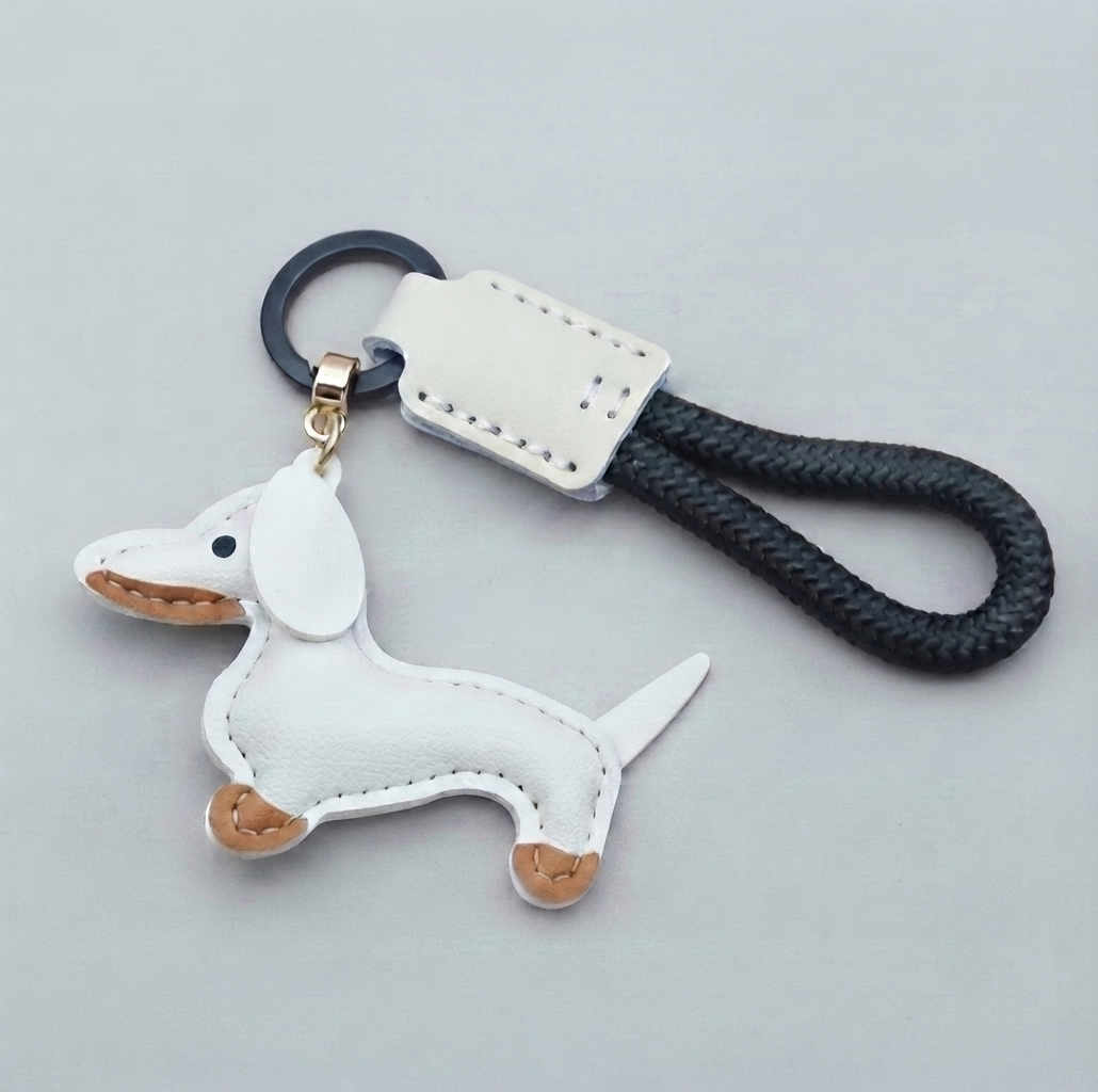Dachshund Vegan Leather Keyring