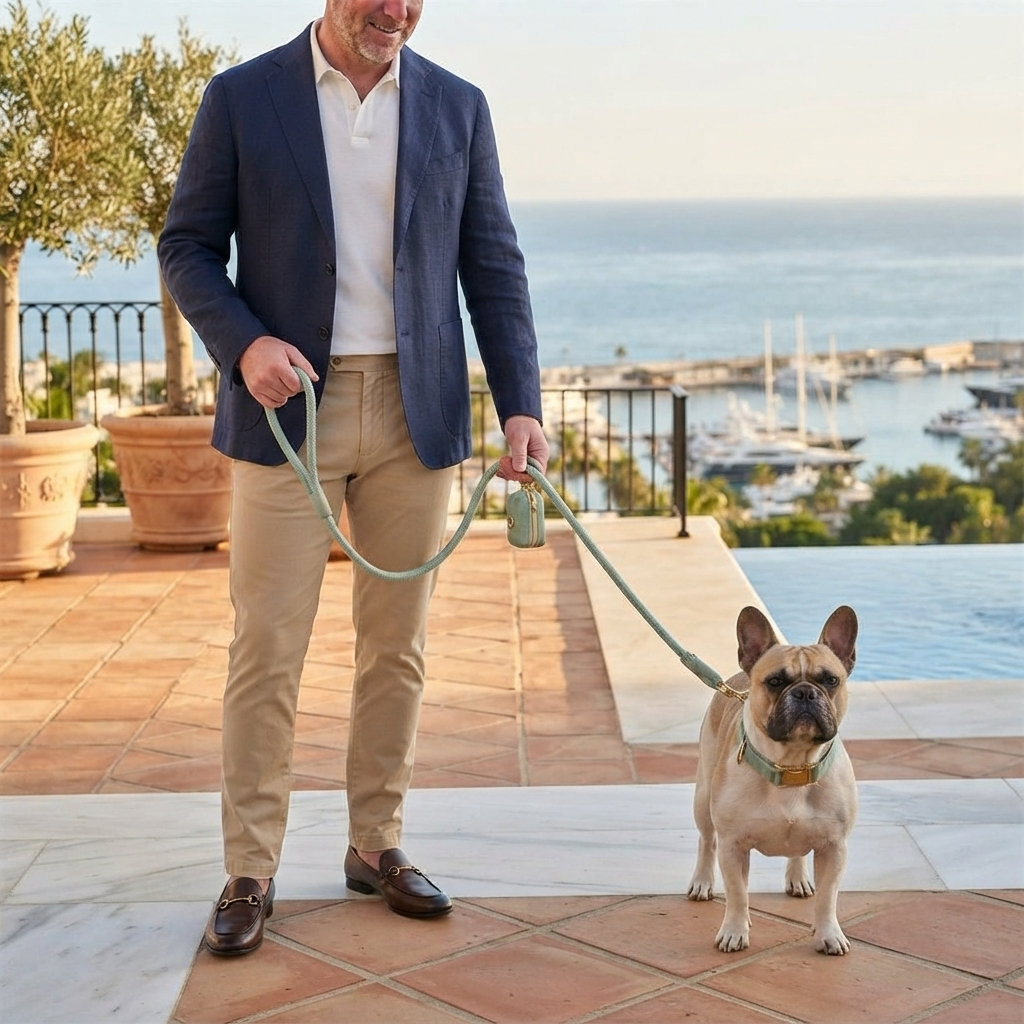 The Jet Set Collection: Vegan Leather Dog Collar, Lead & Poop Bag Holder Set