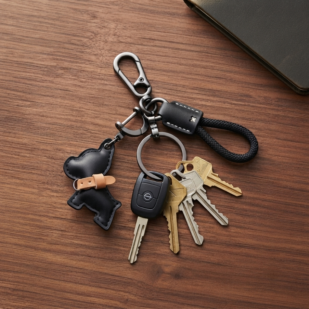 French Bulldog/Terrier Vegan Leather Keyring