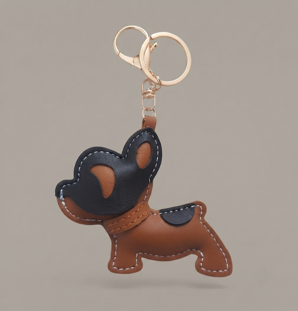 French Bulldog Vegan Leather Keyring