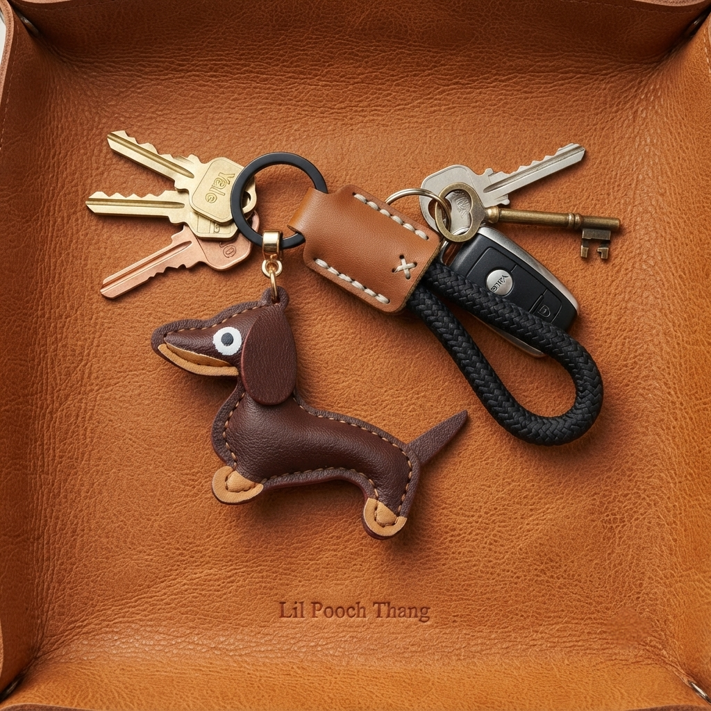 Dachshund Vegan Leather Keyring