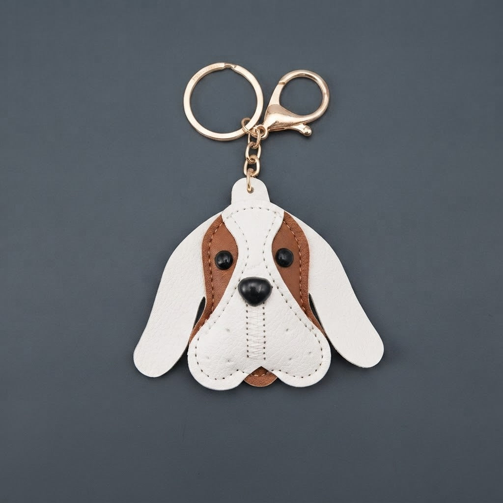 Basset Hound Vegan Leather Keyring