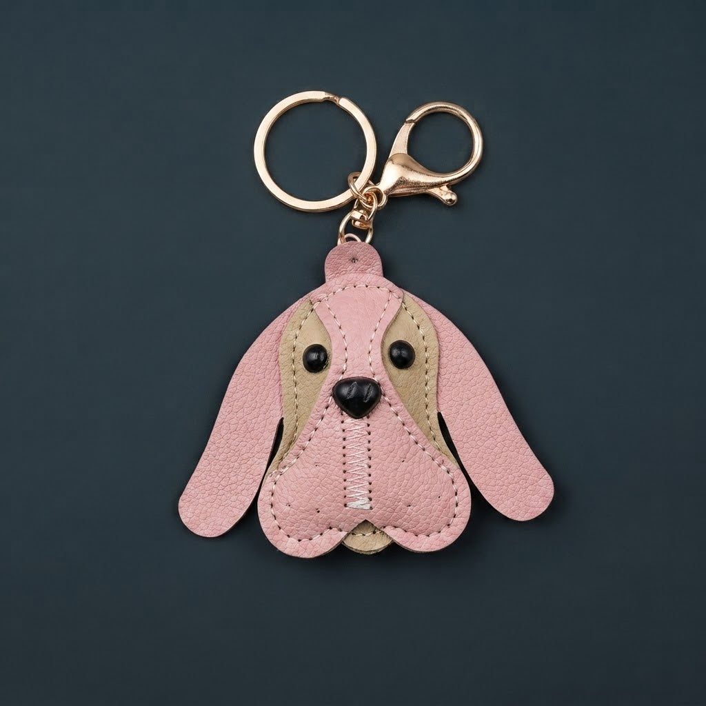 Basset Hound Vegan Leather Keyring