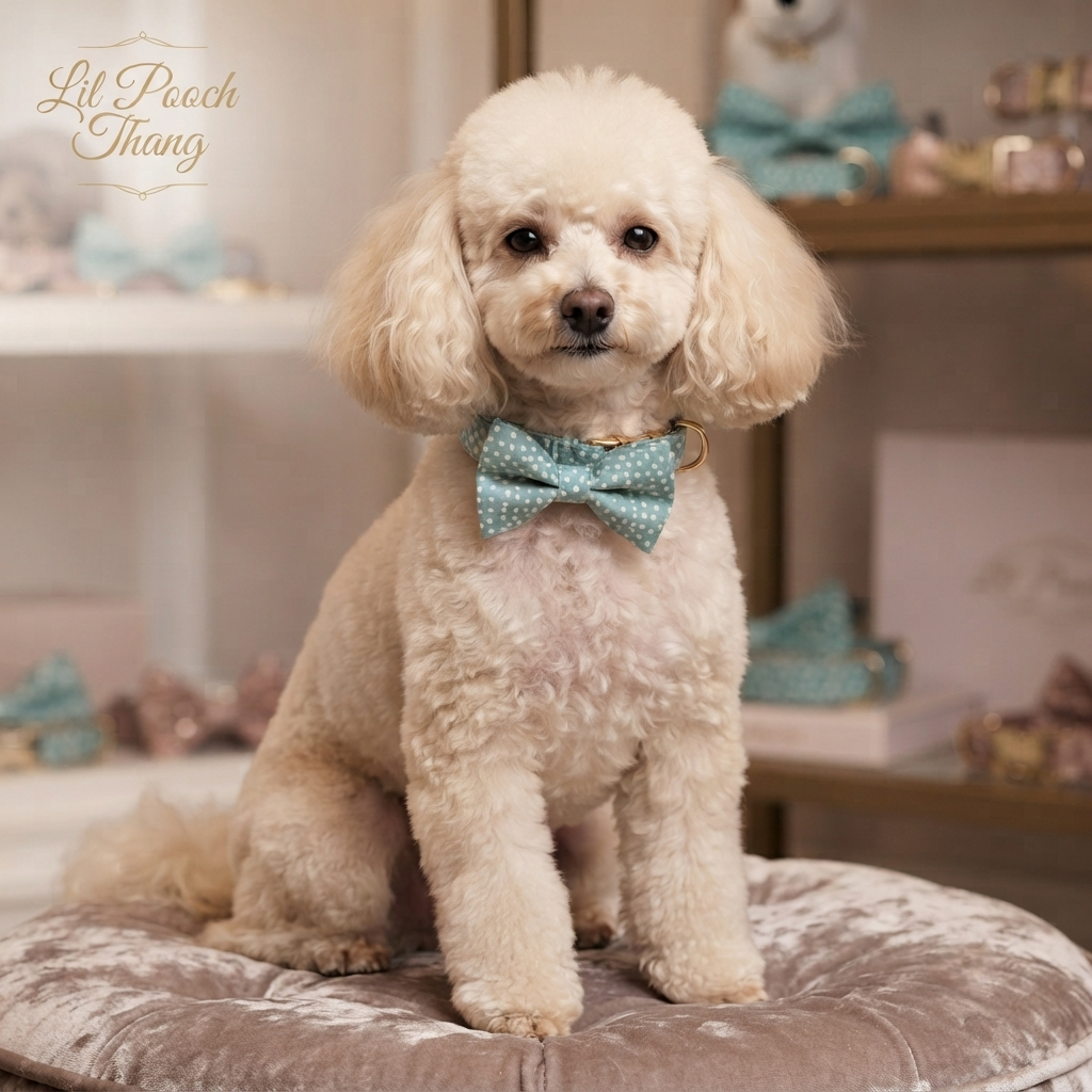 The Polka Pooch: Dog Collar, Bow Tie, Lead and Poop Bag Holder Set