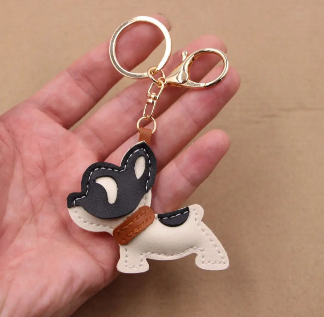 French Bulldog Vegan Leather Keyring