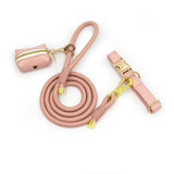 The Jet Set Collection: Vegan Leather Dog Collar, Lead & Poop Bag Holder Set
