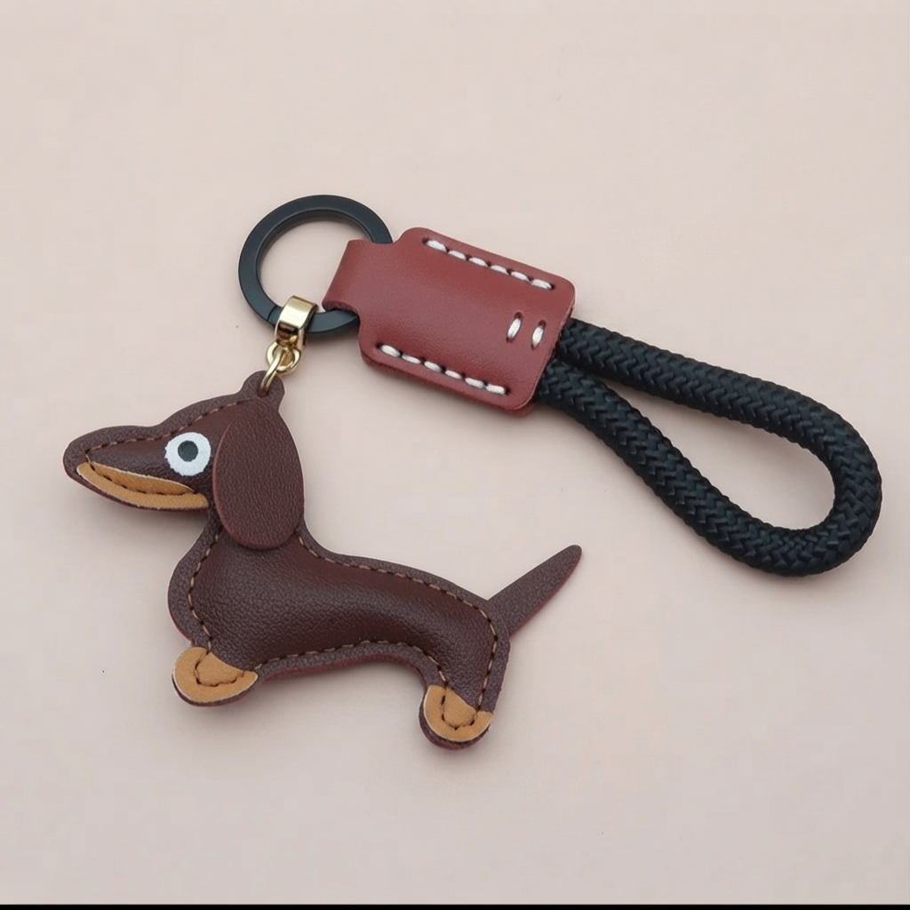 Dachshund Vegan Leather Keyring