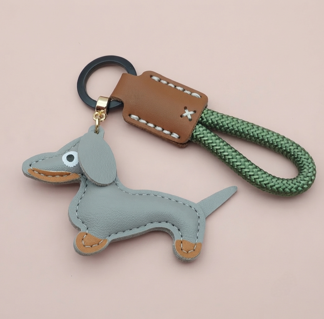 Dachshund Vegan Leather Keyring