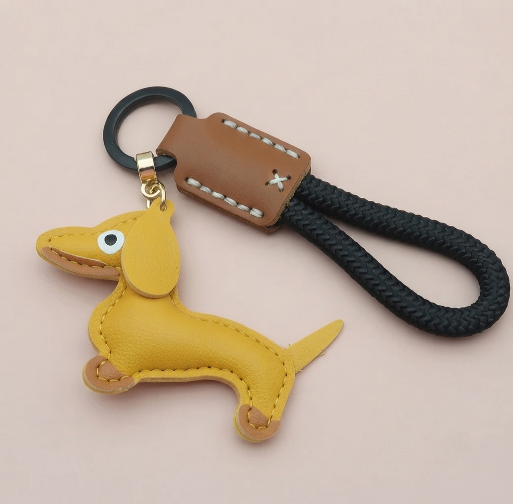 Dachshund Vegan Leather Keyring