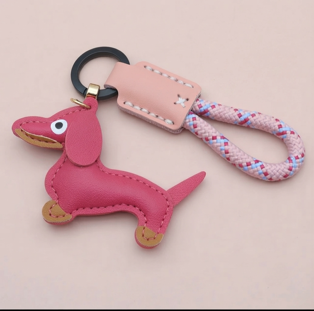 Dachshund Vegan Leather Keyring