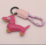 Dachshund Vegan Leather Keyring