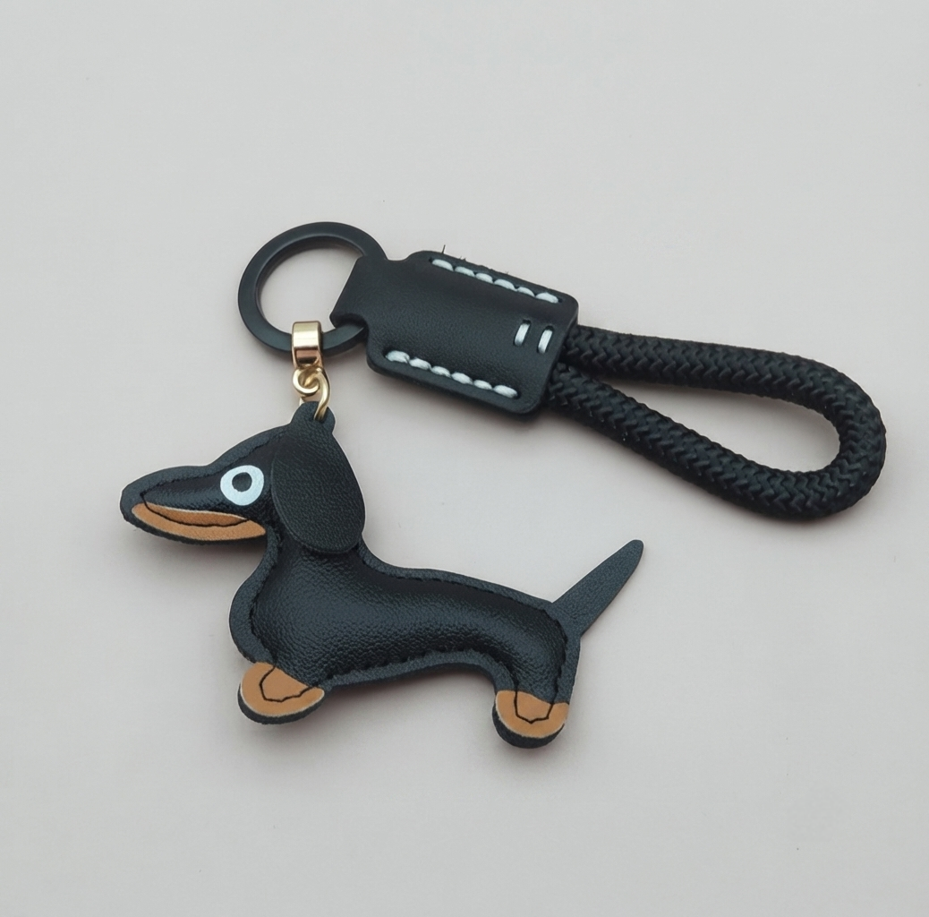 Dachshund Vegan Leather Keyring