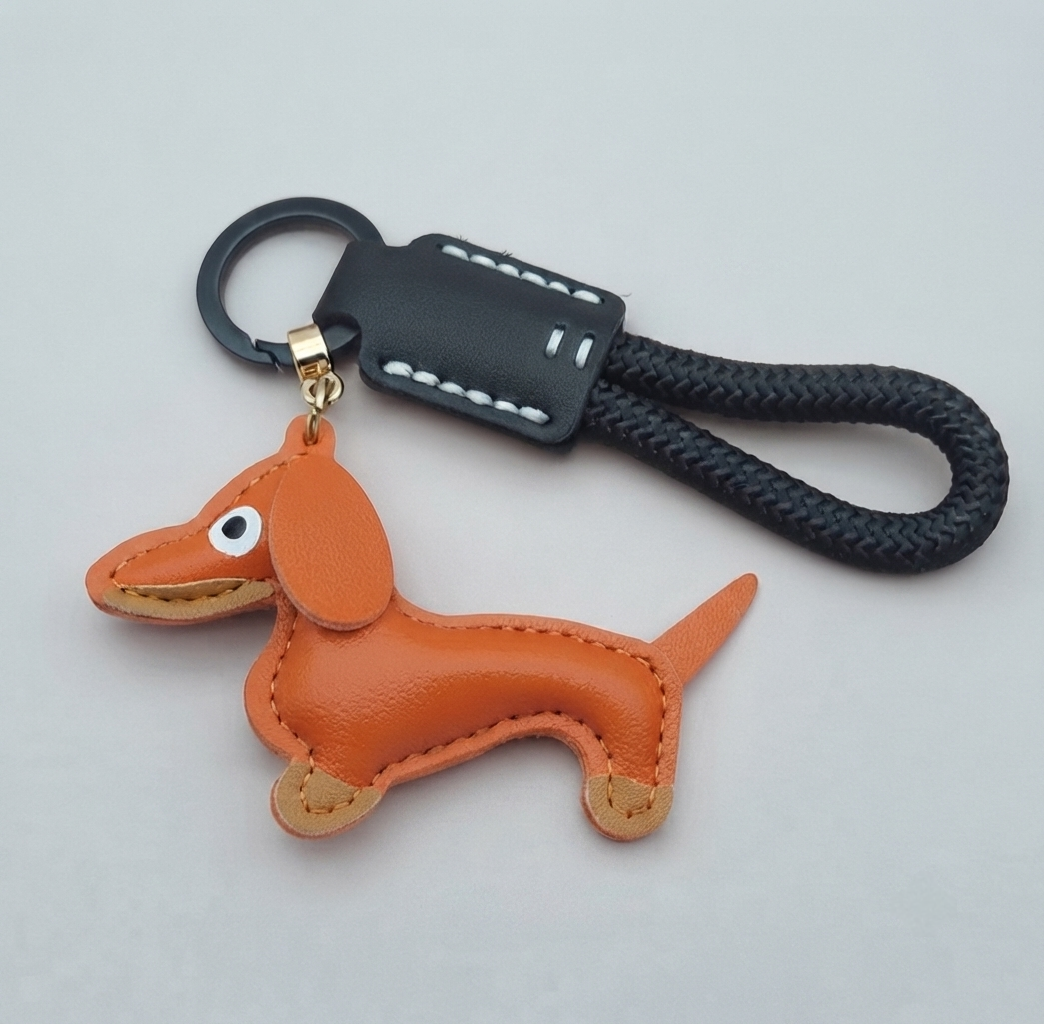 Dachshund Vegan Leather Keyring
