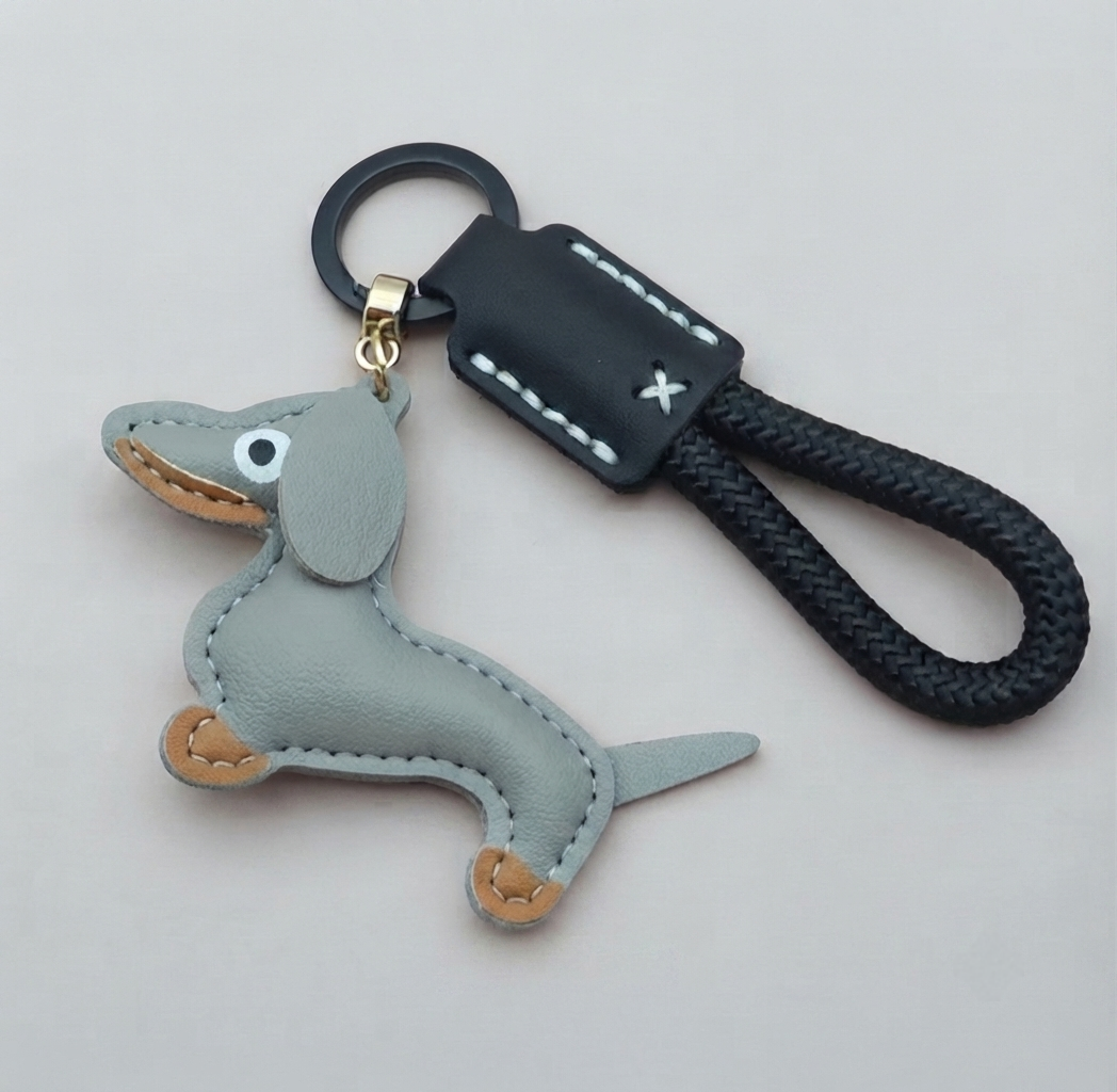 Dachshund Vegan Leather Keyring