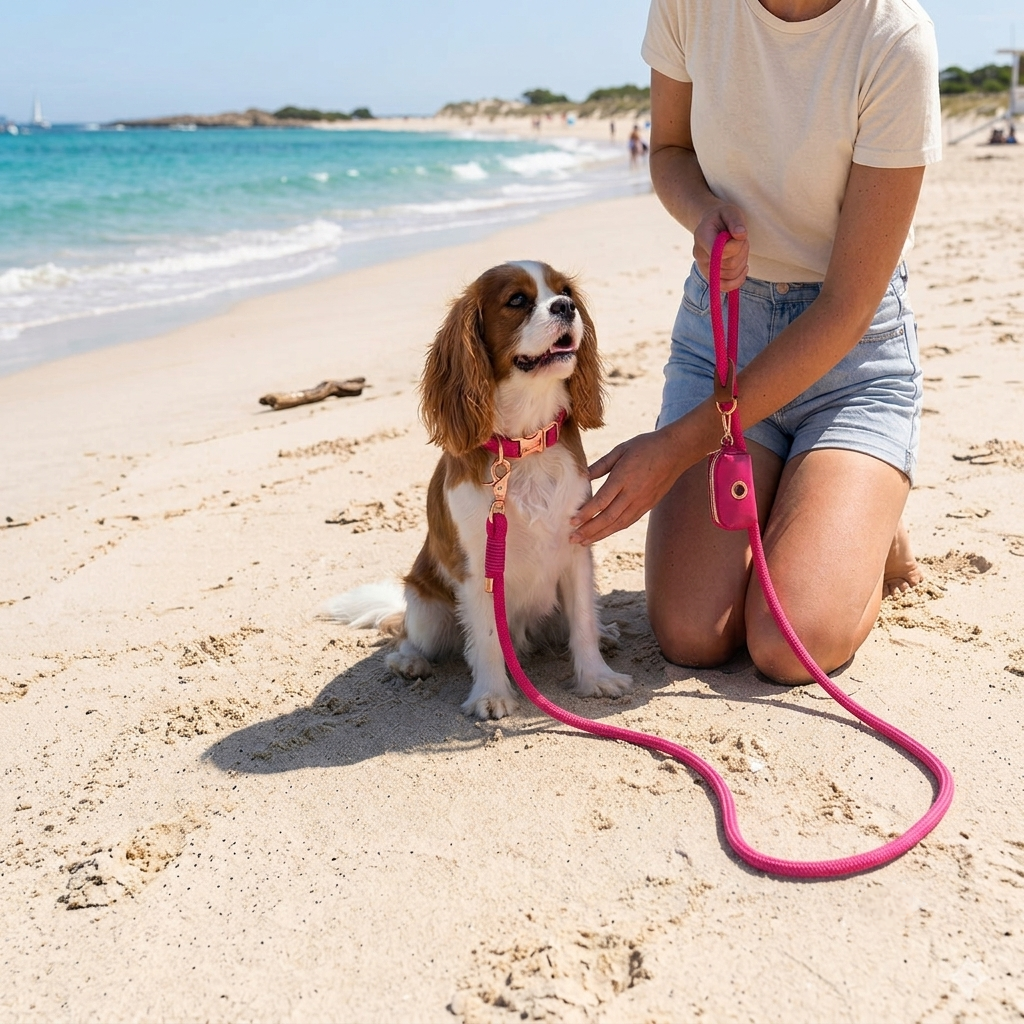 The Jet Set Collection: Vegan Leather Dog Collar, Lead & Poop Bag Holder Set