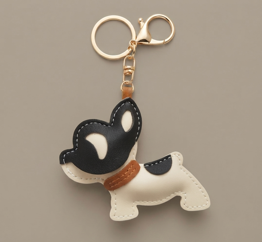 French Bulldog Vegan Leather Keyring
