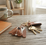 Basset Hound Vegan Leather Keyring