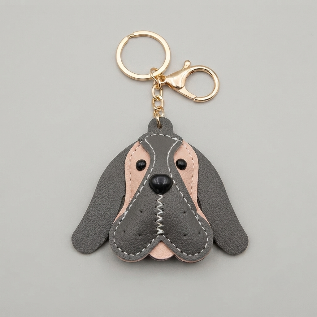 Basset Hound Vegan Leather Keyring