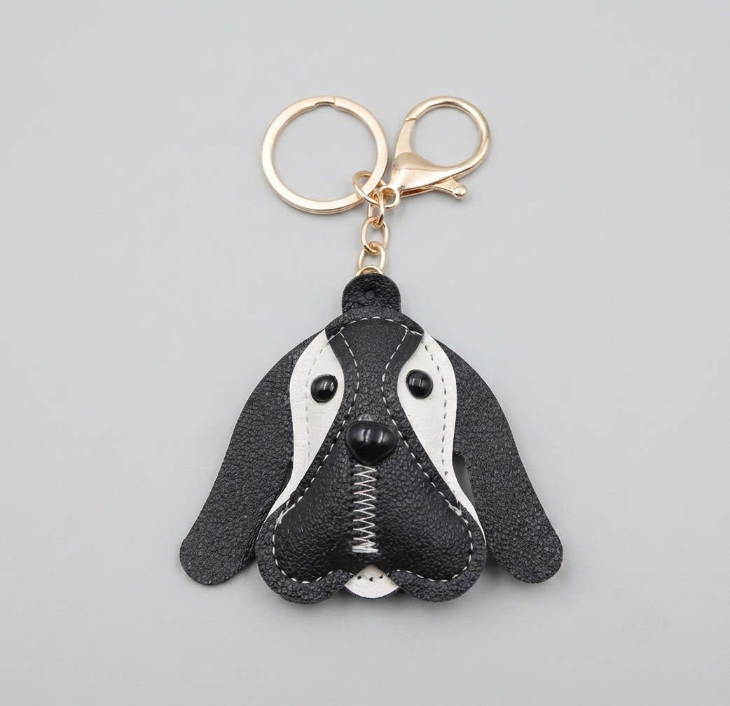 Basset Hound Vegan Leather Keyring