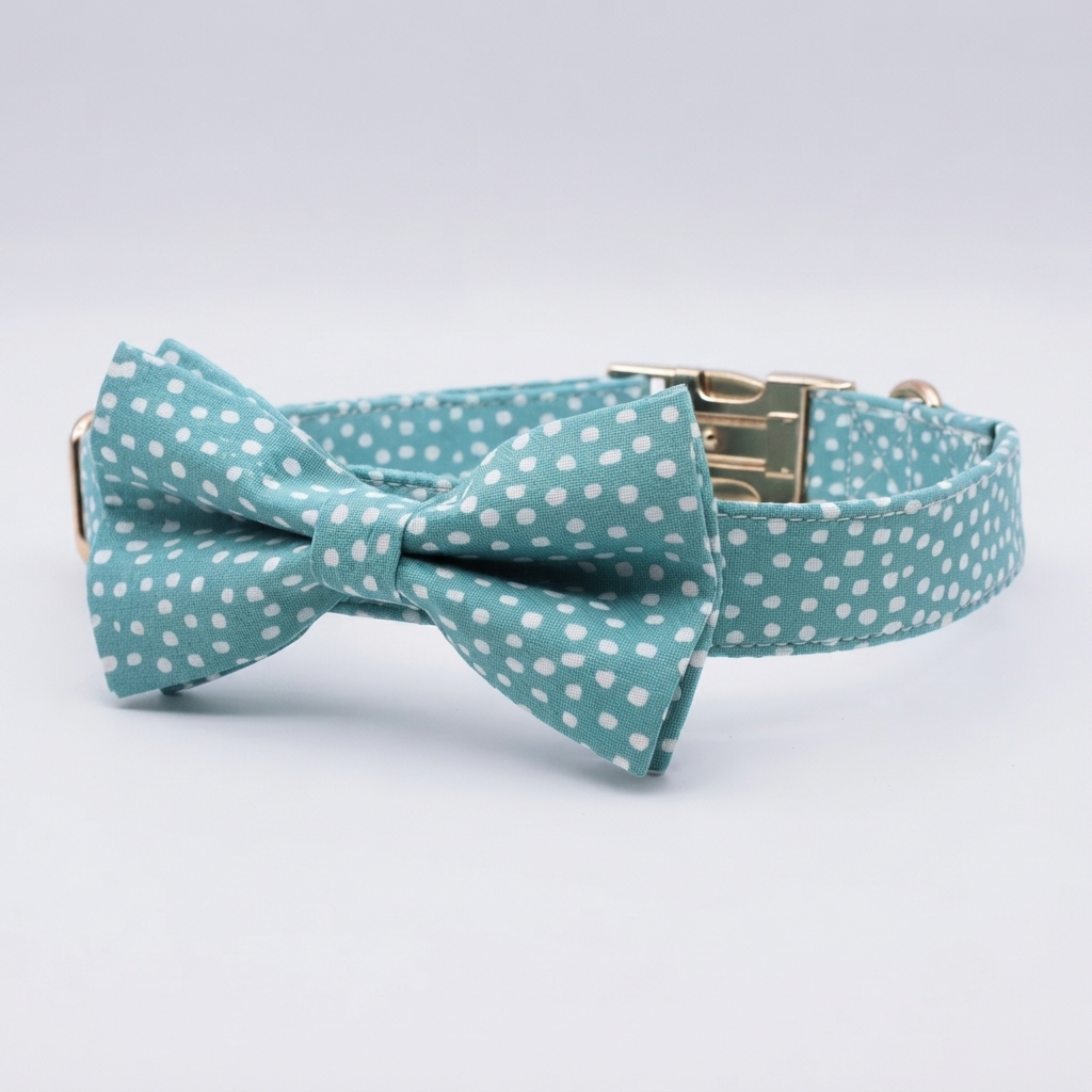 The Polka Pooch: Dog Collar, Bow Tie, Lead and Poop Bag Holder Set