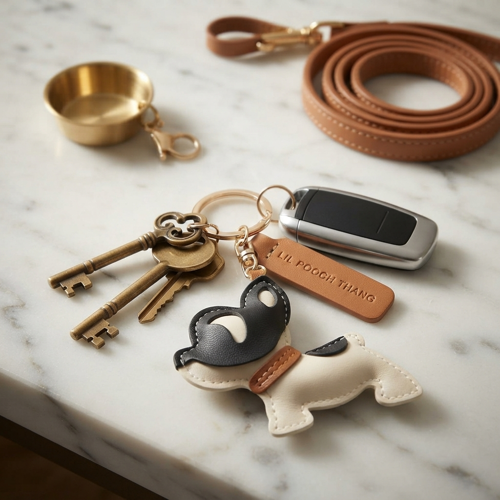 French Bulldog Vegan Leather Keyring