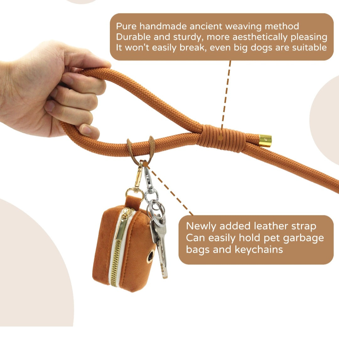 The Jet Set Collection: Vegan Leather Dog Collar, Lead & Poop Bag Holder Set