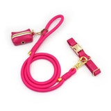 The Jet Set Collection: Vegan Leather Dog Collar, Lead & Poop Bag Holder Set