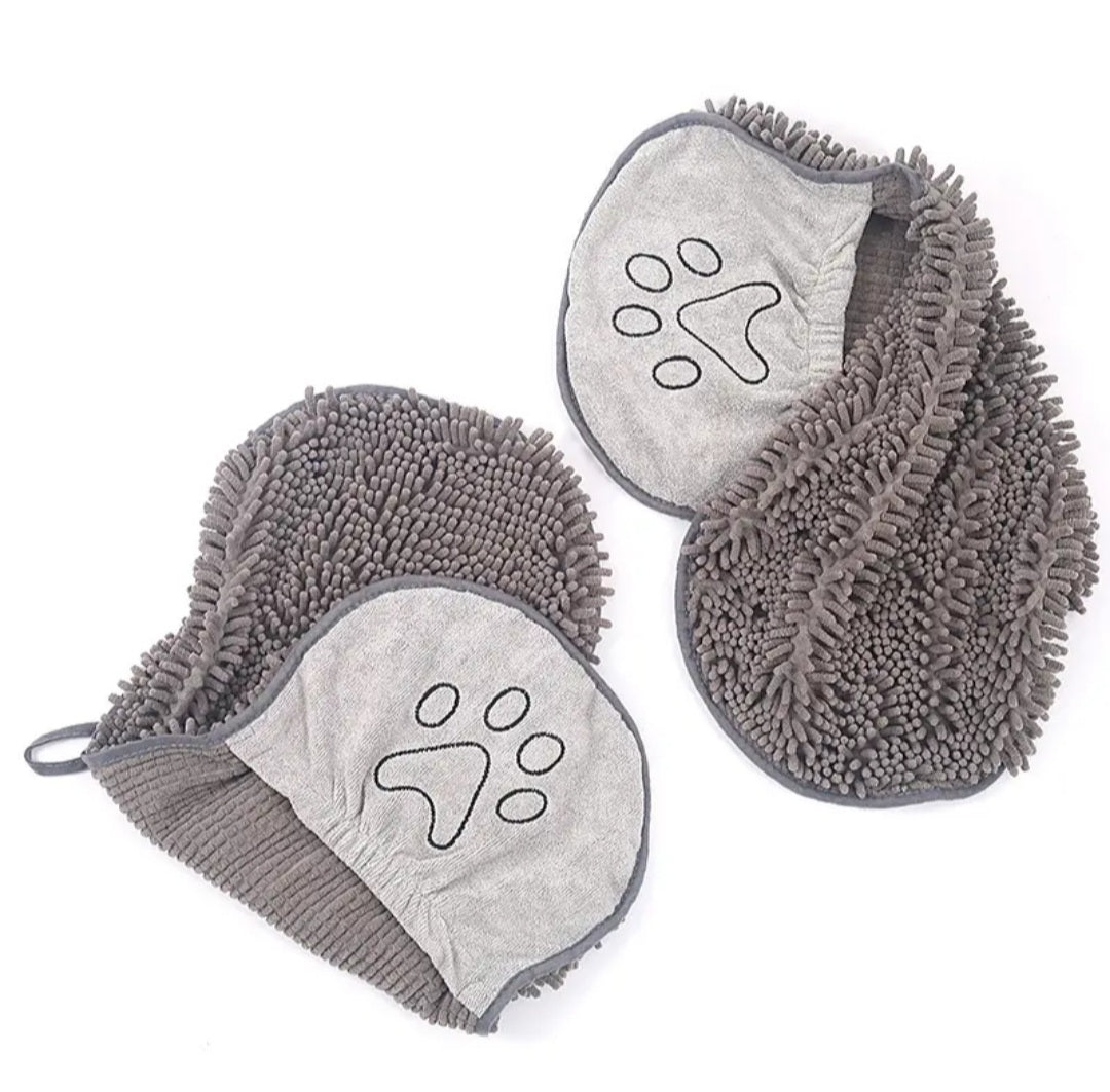 Luxury Microfibre Chenille Dog Drying Mitts