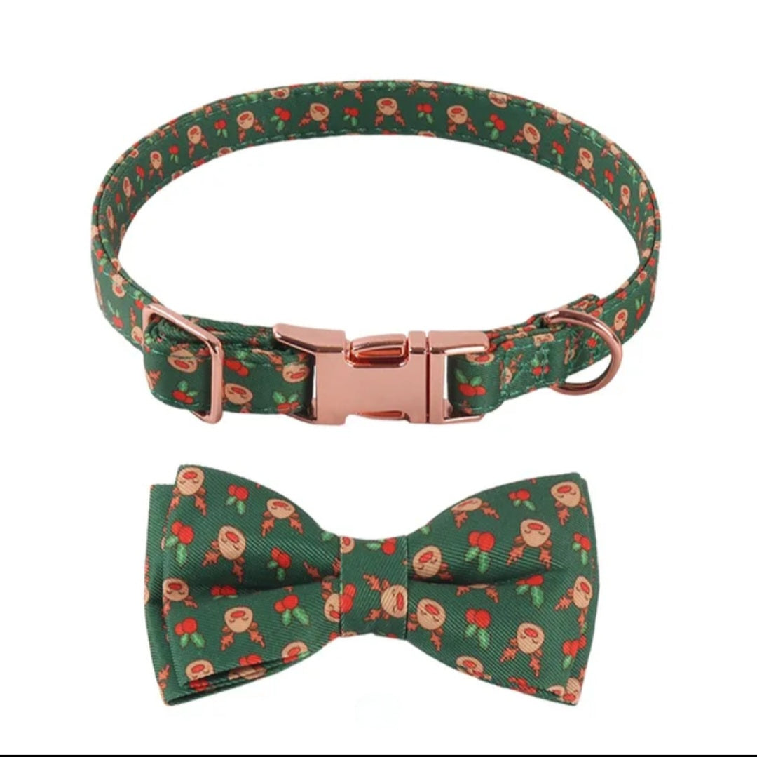 The Jingle Bows Series: Christmas Dog Collar and Bow Tie/Flower Sets