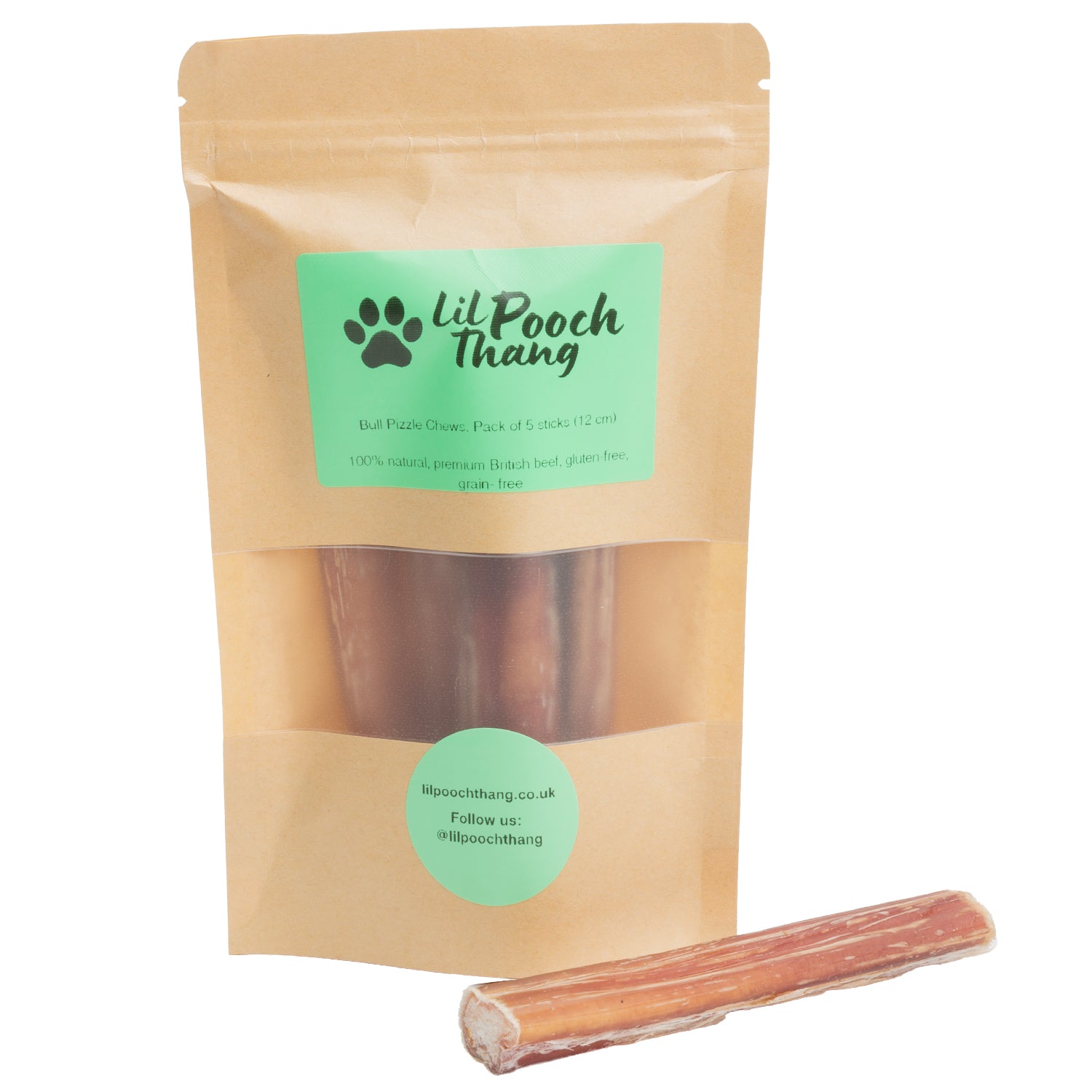 Bull Pizzle Chews, Pack of 5 sticks (12cm)