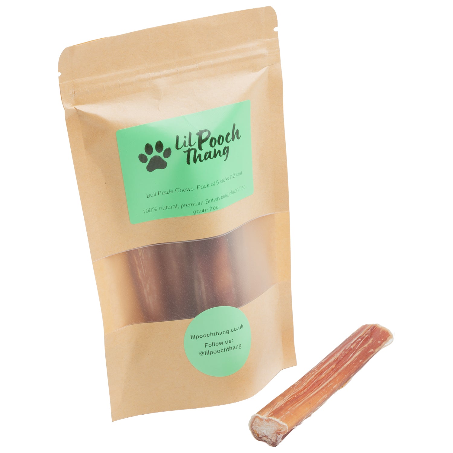 Bull Pizzle Chews, Pack of 5 sticks (12cm)
